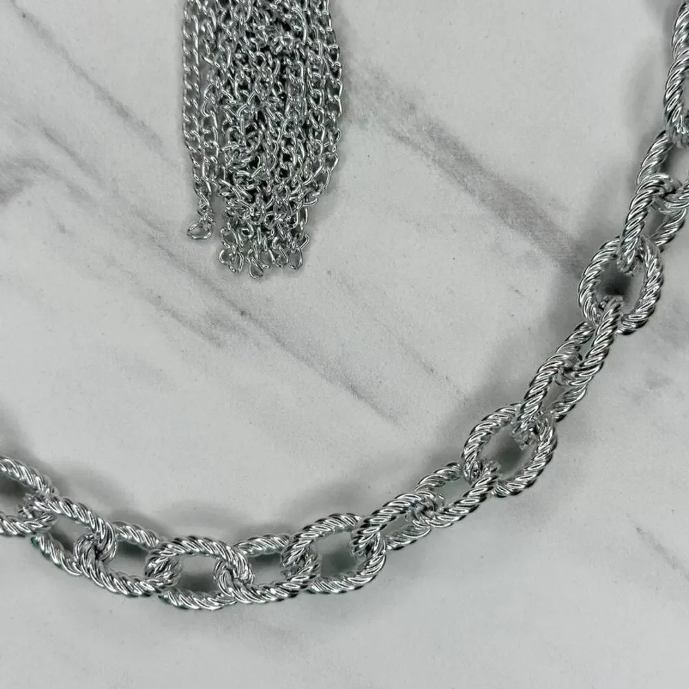 Tassel Charm Silver Tone Chain Link Belt Extra Small/Small (XS/S) ✨